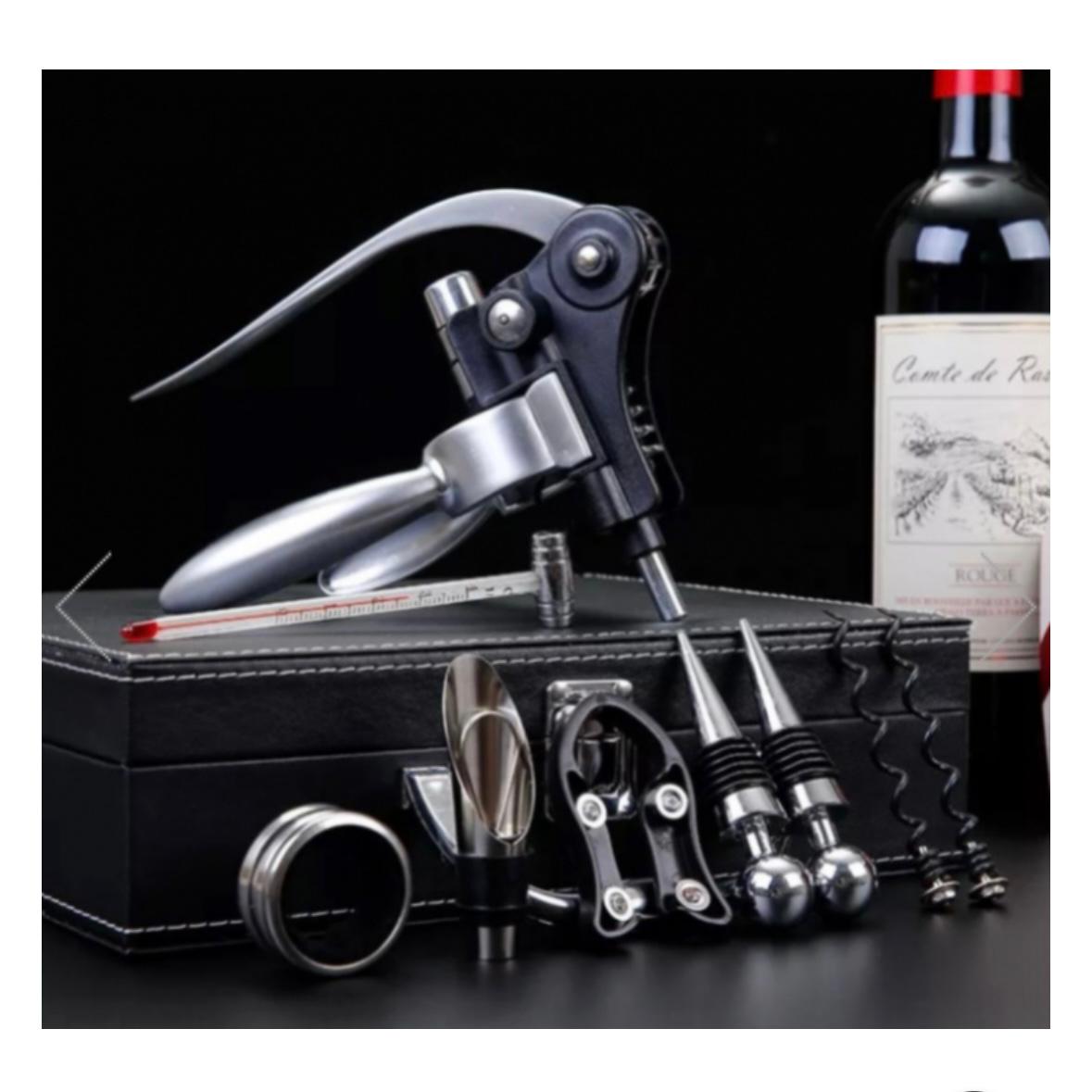 Classic Gentleman gift set, 9 bottle opening accessories, black