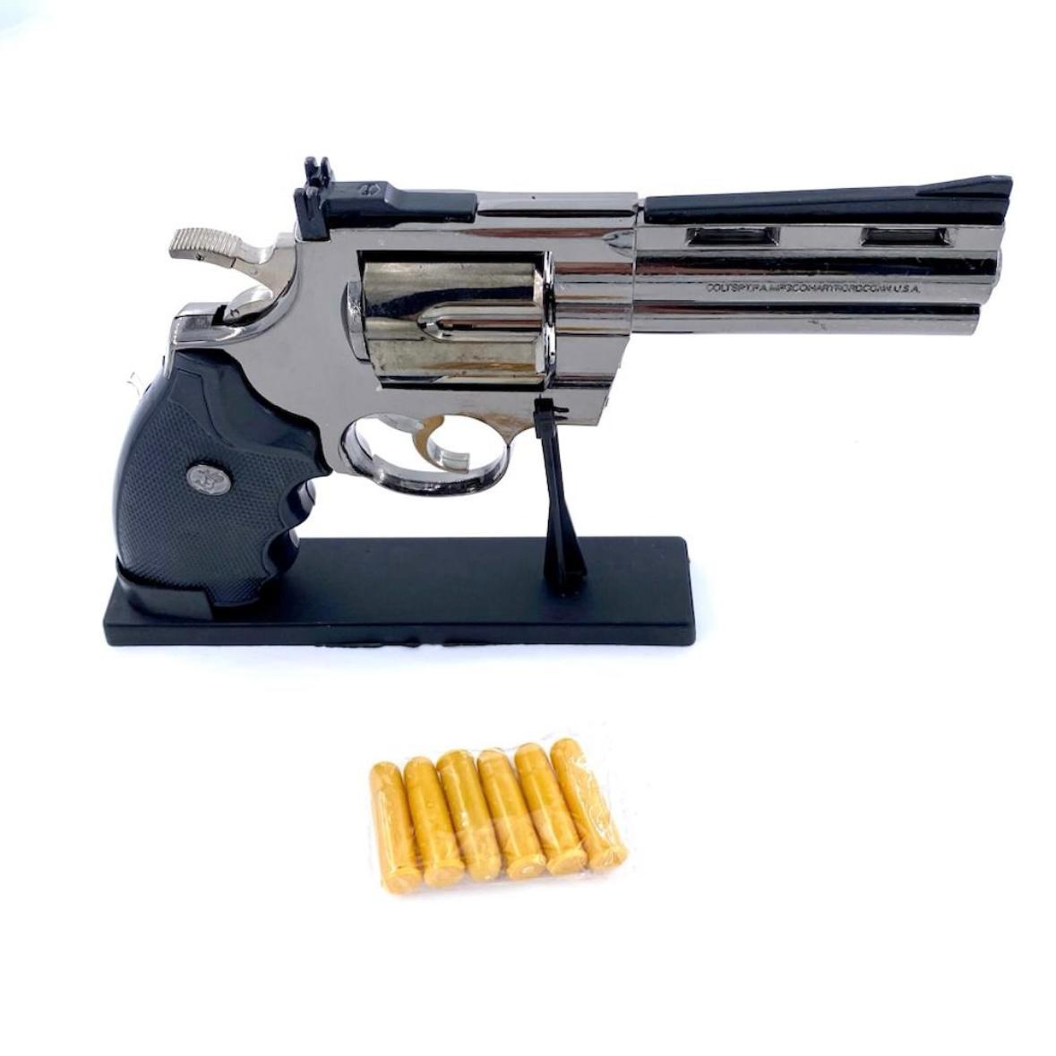 Bricheta Pythton anti-vant tip pistol metalic, suport de birou si gloante de plastic incluse