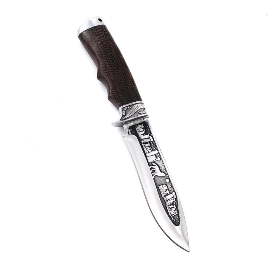 Cutit de vanatoare Wolf Legend 30 cm, teaca material textil, maro inchis