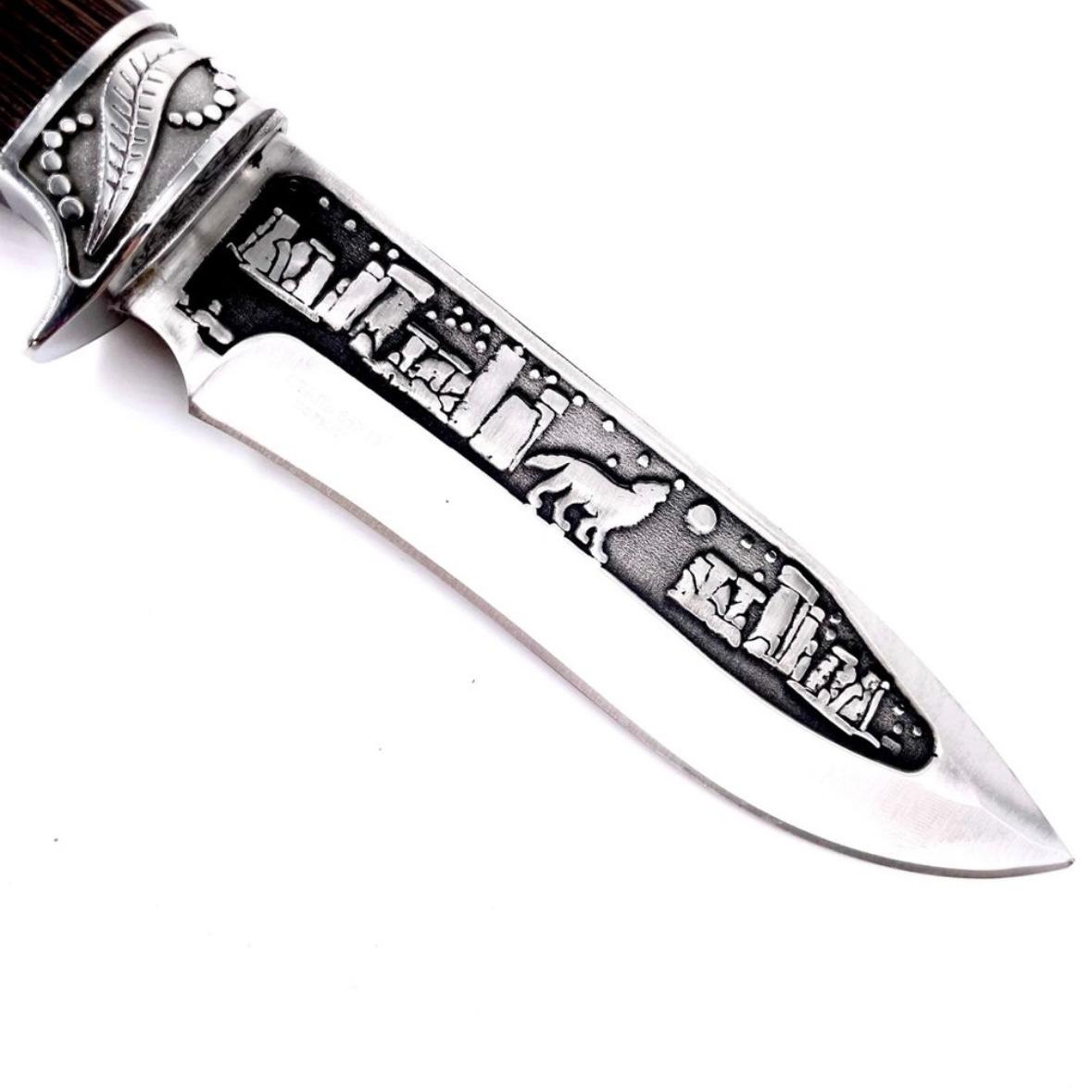 Cutit de vanatoare Wolf Legend 30 cm, teaca material textil, maro inchis