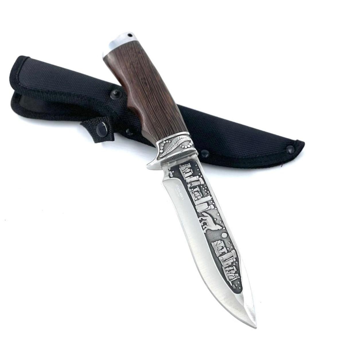 Cutit de vanatoare Wolf Legend 30 cm, teaca material textil, maro inchis