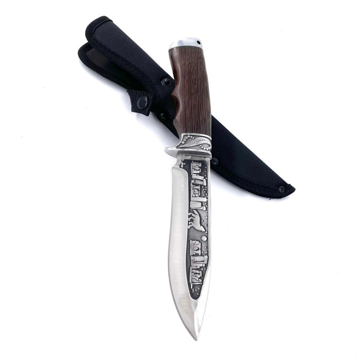 Cutit de vanatoare Wolf Legend 30 cm, teaca material textil, maro inchis