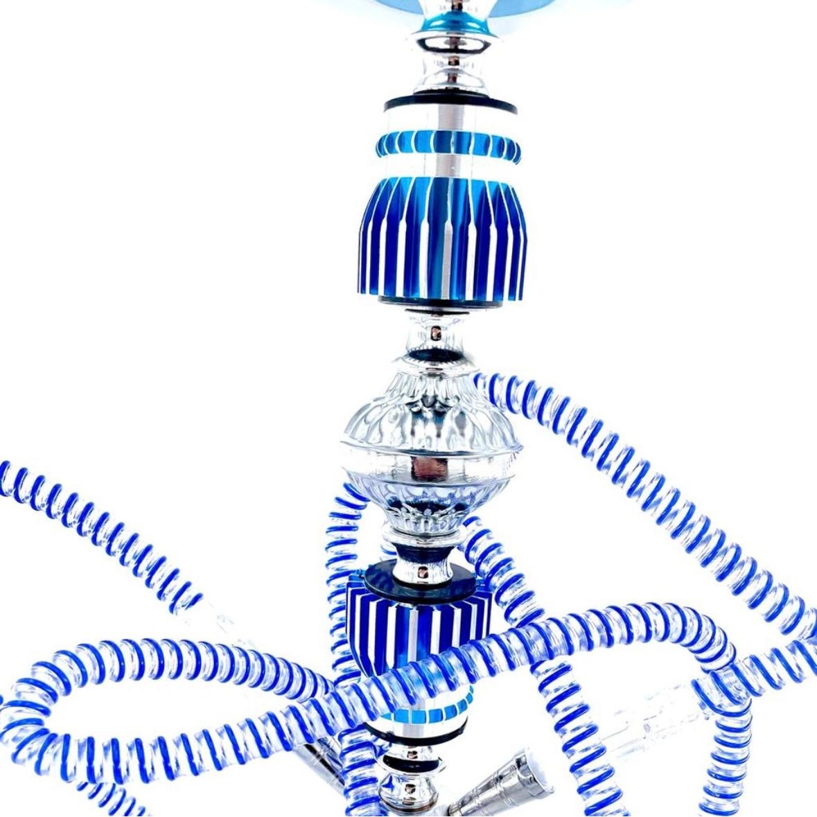 Narghilea Hookah The Lighthouse In The Ocean, cu 2 furtunuri, 55 cm, albastra