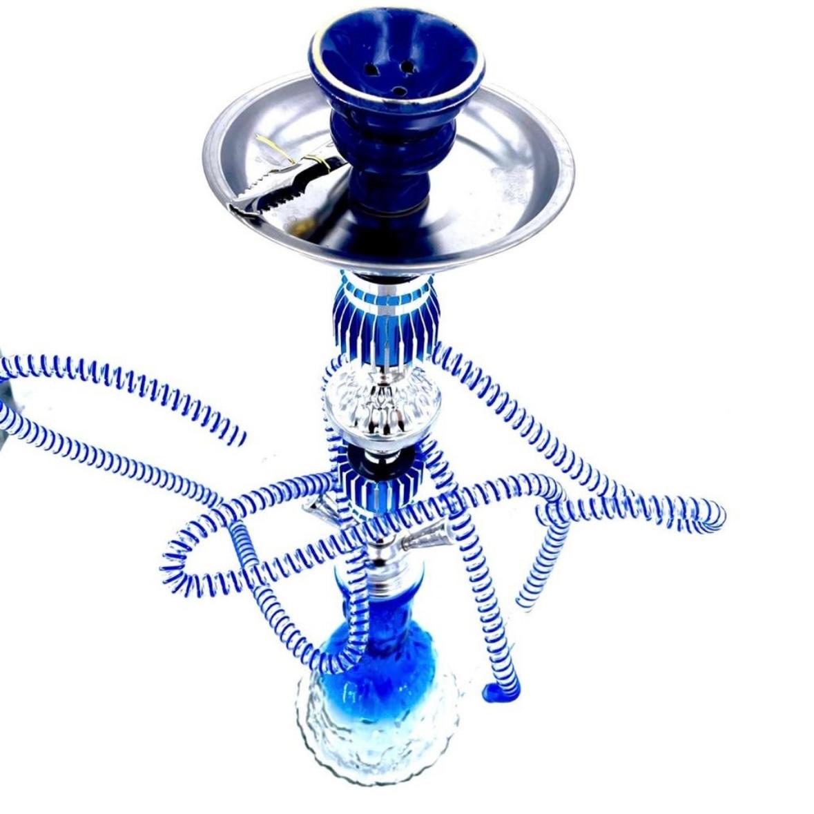 Narghilea Hookah The Lighthouse In The Ocean, cu 2 furtunuri, 55 cm, albastra