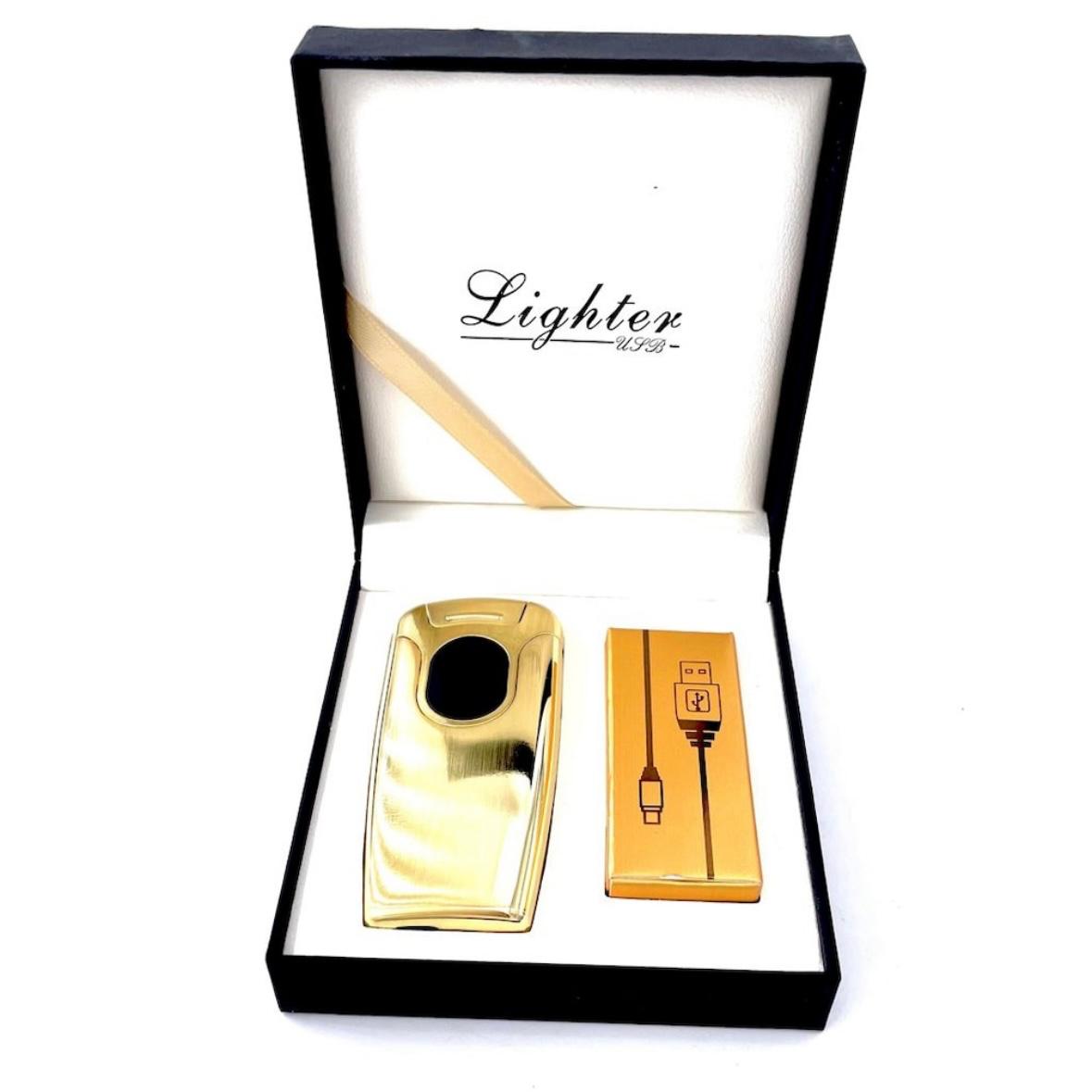 Bricheta electrica Gold Alien, aprindere cu TOUCH, dublu arc , fara gaz , aurie, incarcare usb