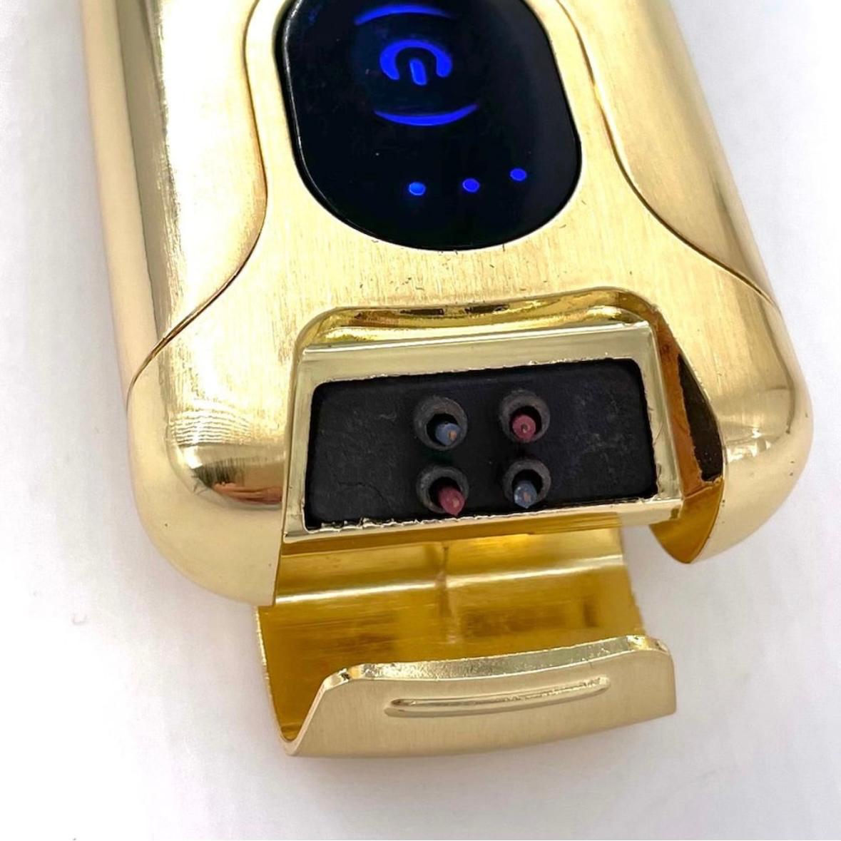 Bricheta electrica Gold Alien, aprindere cu TOUCH, dublu arc , fara gaz , aurie, incarcare usb