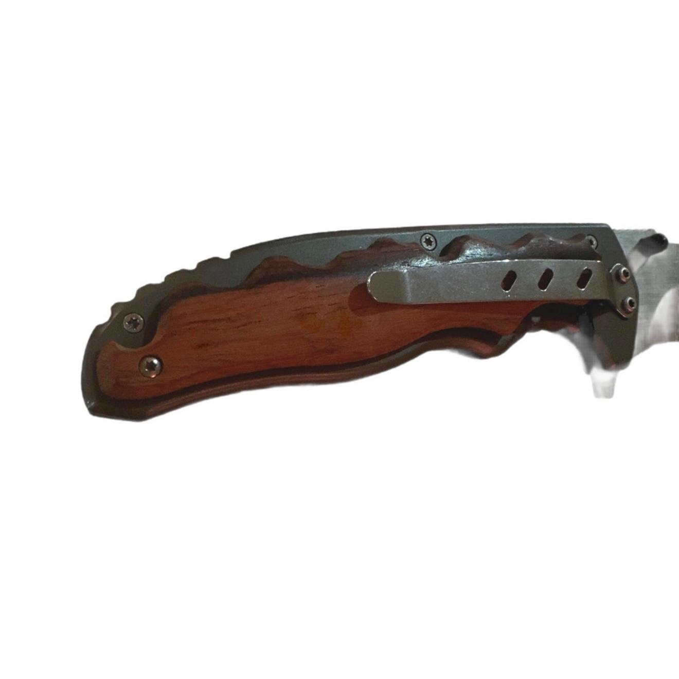 Briceag Bear Hunter cu Insertii de Lemn, 23 cm, otel