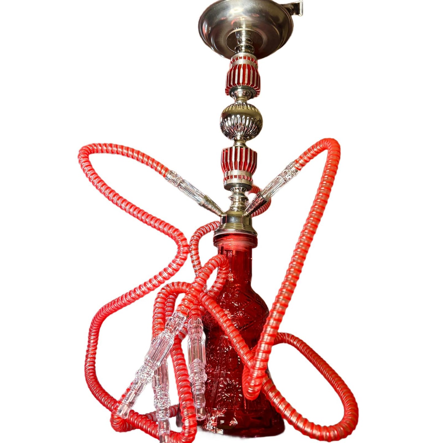 Narghila Hookah Red Spider, cu 3 furtunuri, 55 cm, rosie