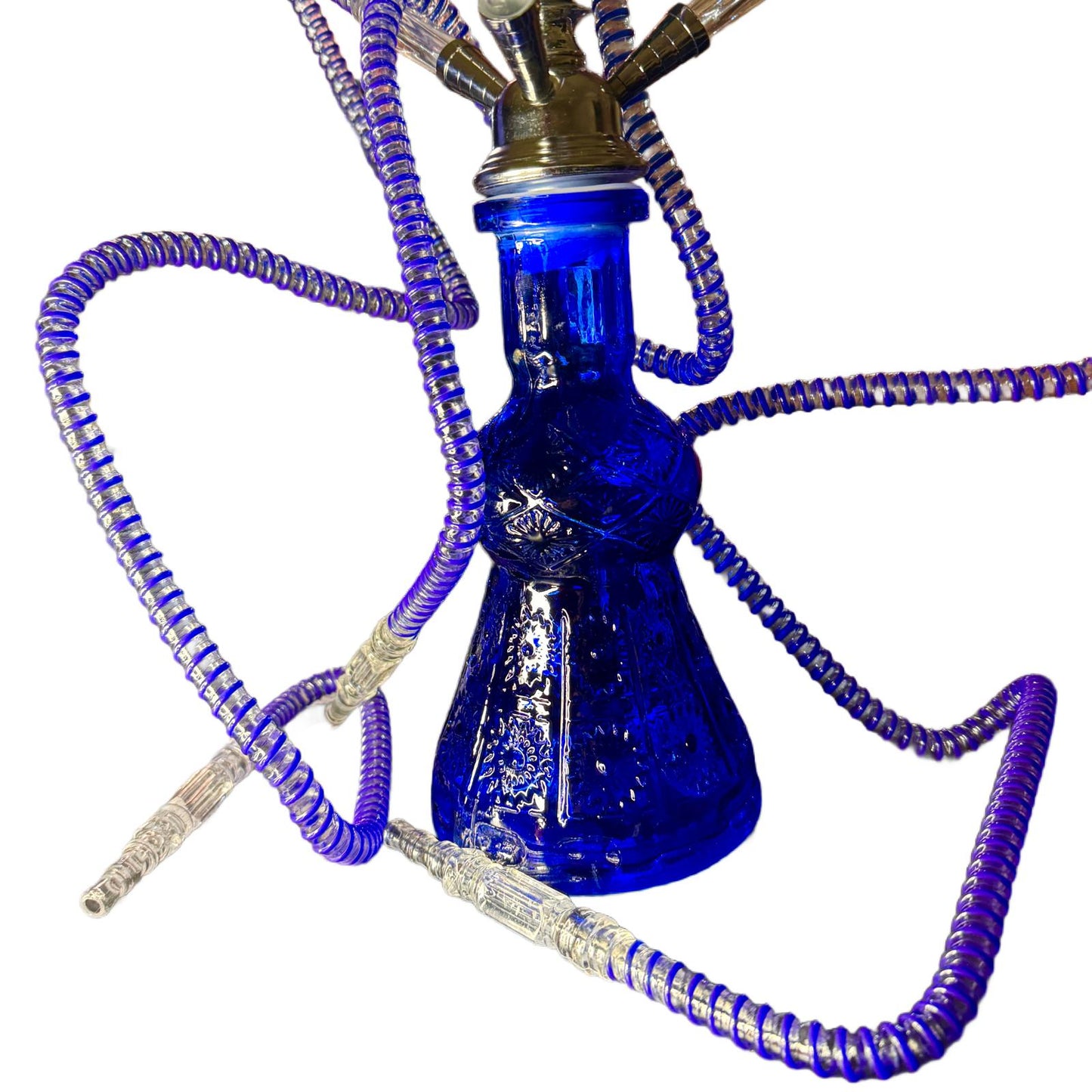 Narghila Hookah Blue Spider, cu 3 furtunuri, 55 cm, Albastru