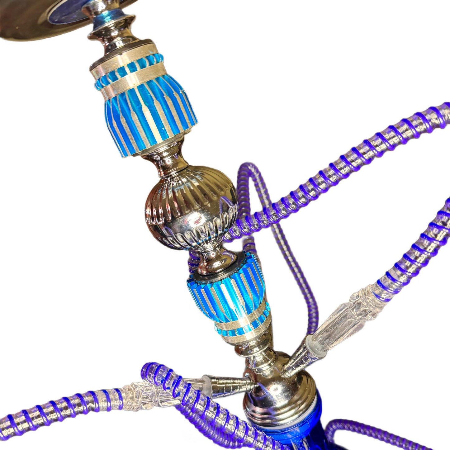 Narghila Hookah Blue Spider, cu 3 furtunuri, 55 cm, Albastru