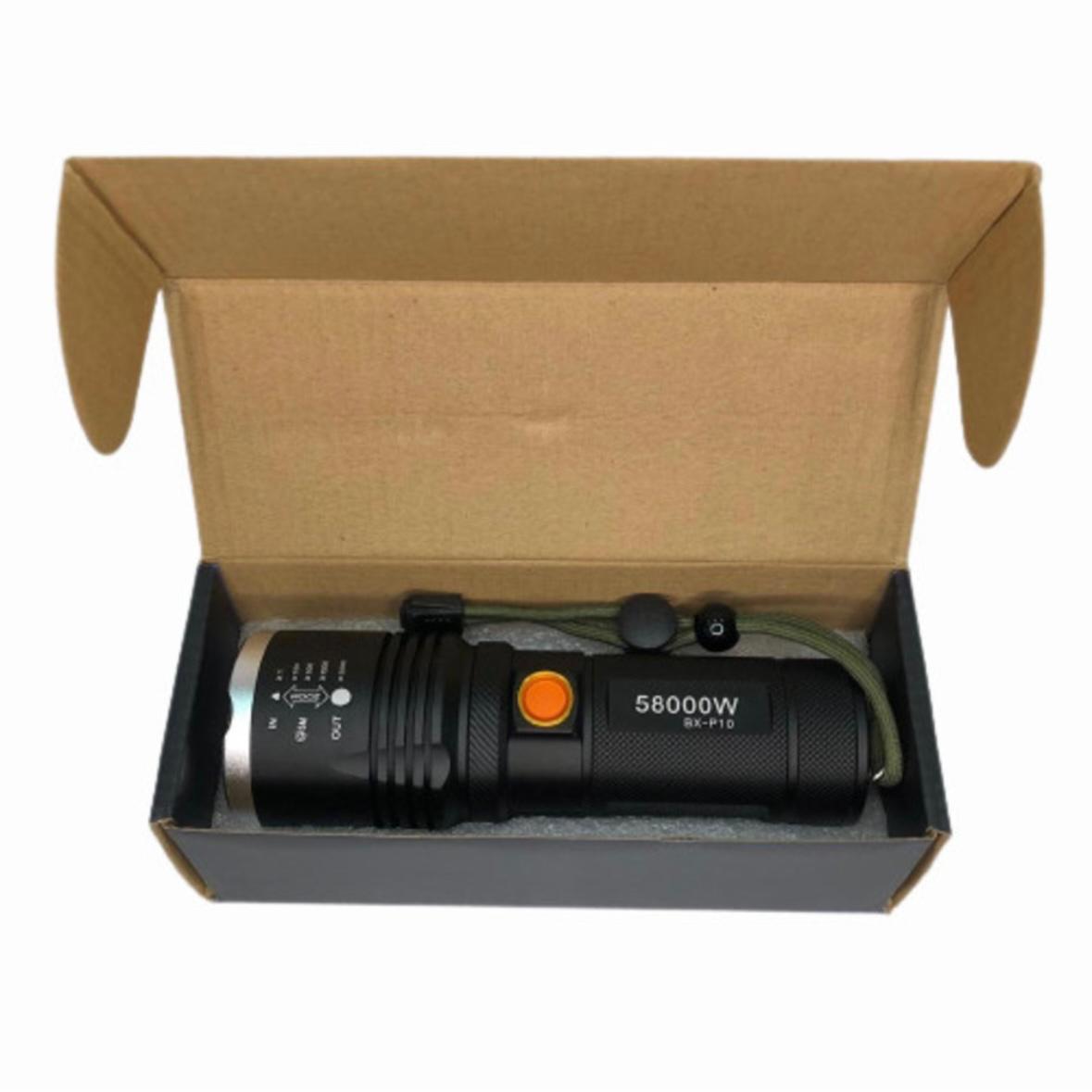 Lanterna LED BX-P10, aluminiu, zoom reglabil, cablu USB
