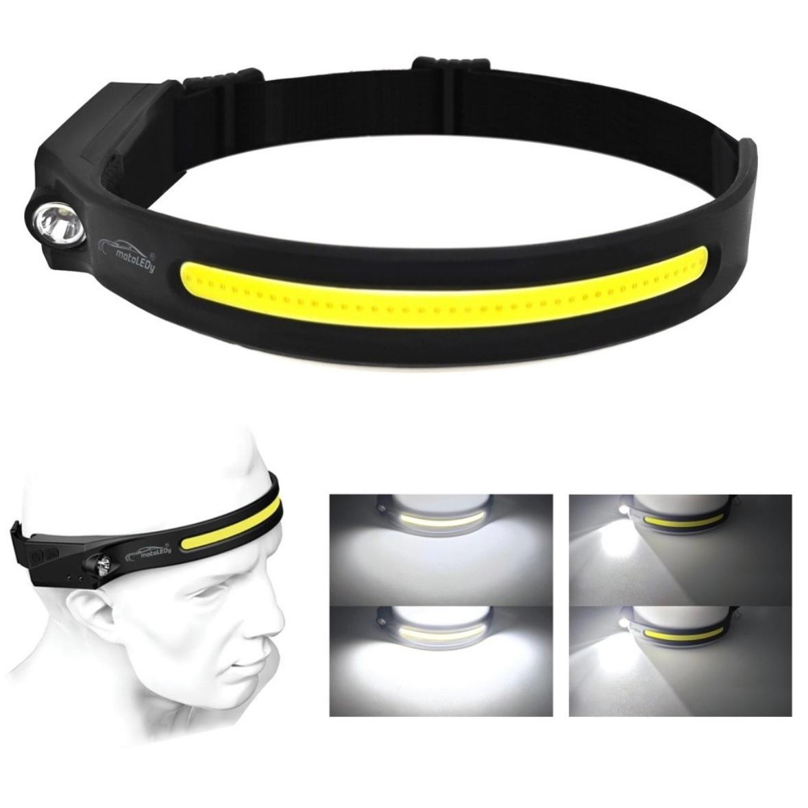 Lampa frontala - COB + LED, senzor de miscare, 400lm,baterie puternica 2x 8h de functionare