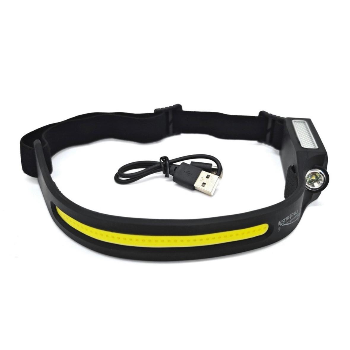 Lampa frontala - COB + LED, senzor de miscare, 400lm,baterie puternica 2x 8h de functionare