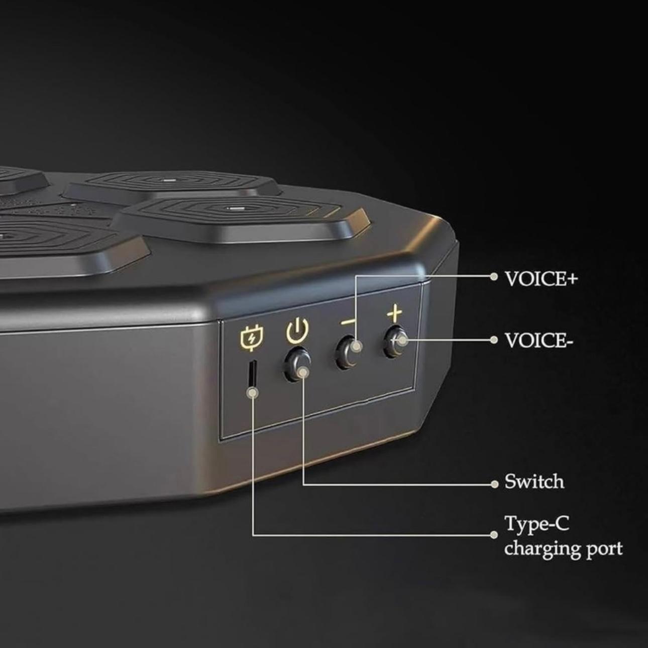 Tinta lovituri Box cu Difuzor incorporat, Montabil pe perete, Conexiune Bluetooth, Iluminare LED pentru zona de lovire, Pentru Copii si Adulti