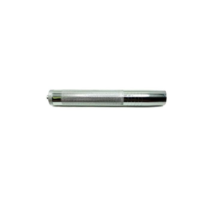 Steel Telescopic Cane, 64 cm, 4 Sections, Silver, Leather Cover with Belt Clip, 64 cm