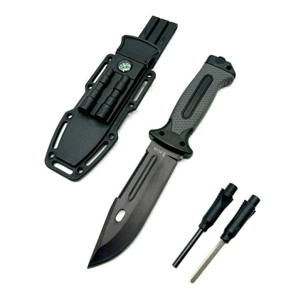 Kit format din Topor, Cutit Multifunctional cu Teaca, Spray Paralizant si Busola