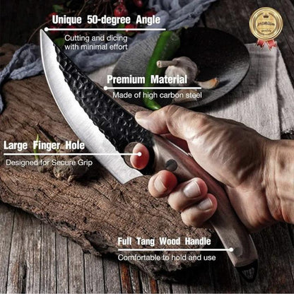 Professional Japanese butcher's knife, Hand forged, universal, steel, 27 cm
