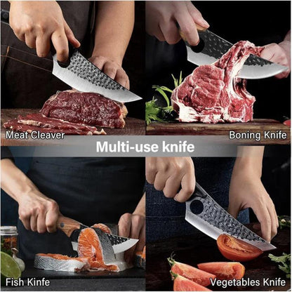 Professional Japanese butcher's knife, Hand forged, universal, steel, 27 cm