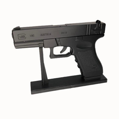 Szélálló pisztoly típusú öngyújtó, Glock 18, bemutató állvány, 20 cm