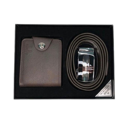 Set cadou Old Brown, 2 piese format din curea si portofel, maro