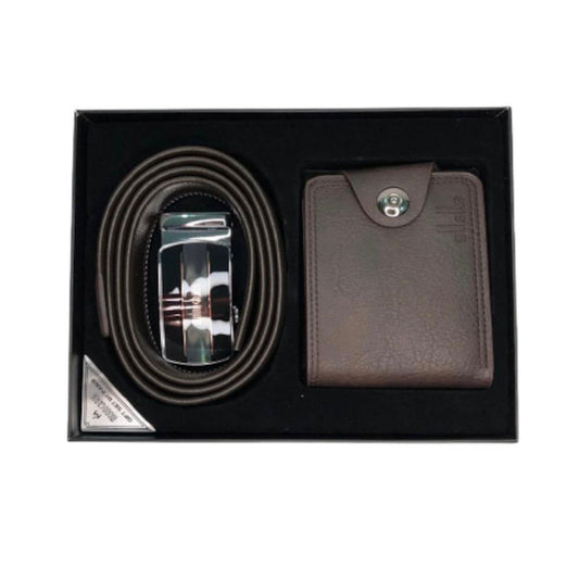 Set cadou Old Brown, 2 piese format din curea si portofel, maro
