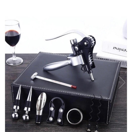 Set cadou Clasic Gentleman, 9 accesorii desfacere sticla, negru