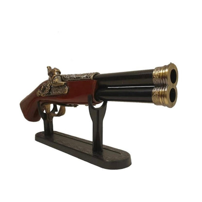 Flinta tip pistol cu bricheta si suport de birou, 2 tevi