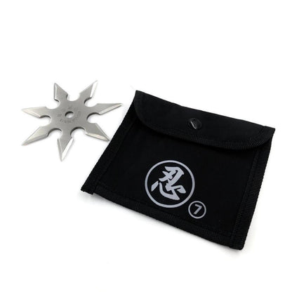 Stea Ninja pentru aruncat la tinta, 7 colturi, husa