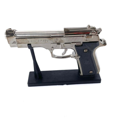 Bricheta pistol antivant tip revolver, argintiu, Beretta, 14 cm