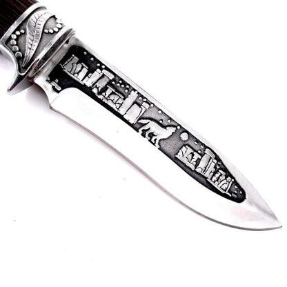 Cutit de vanatoare Wolf Legend 30 cm, teaca material textil, maro inchis