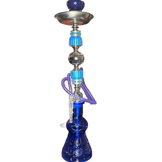 Narghilea Hookah Blue Sand cu 1 furtun, 55 cm, albastru