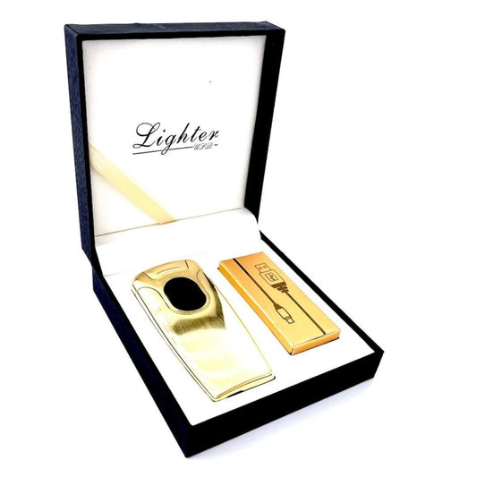 Bricheta electrica Gold Alien, aprindere cu TOUCH, dublu arc , fara gaz , aurie, incarcare usb
