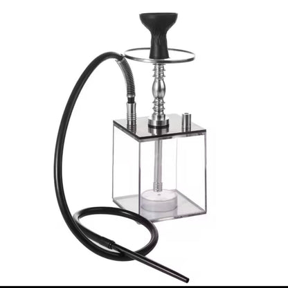 Narghilea Hookah Ice Cub, acril, 33 cm, 2 furtunuri, negru