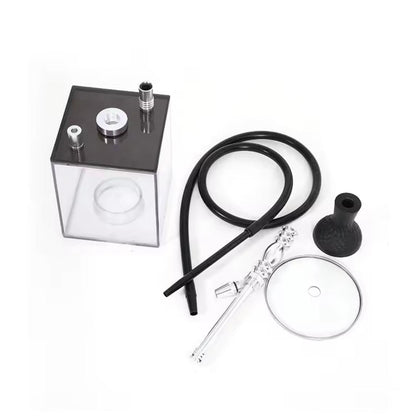 Narghilea Hookah Ice Cub, acril, 33 cm, 2 furtunuri, negru