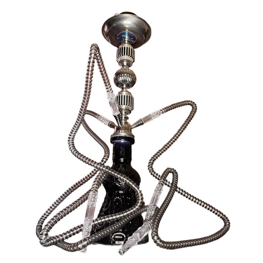 Narghlea Hookah Black Power, cu 3 furtunuri, 55 cm, neagra
