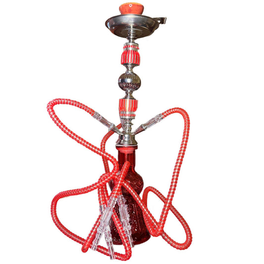 Narghila Hookah Red Spider, cu 3 furtunuri, 55 cm, rosie