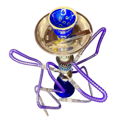 Narghila Hookah Blue Spider, cu 3 furtunuri, 55 cm, Albastru
