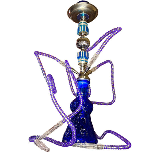 Narghila Hookah Blue Spider, cu 3 furtunuri, 55 cm, Albastru