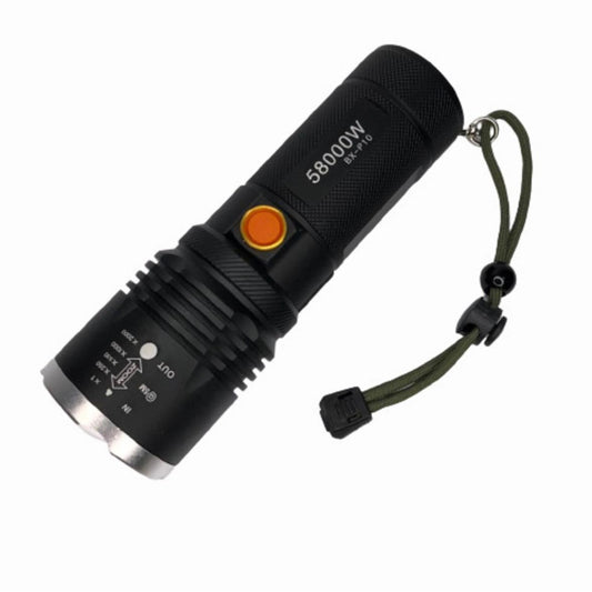 Lanterna LED BX-P10, aluminiu, zoom reglabil, cablu USB