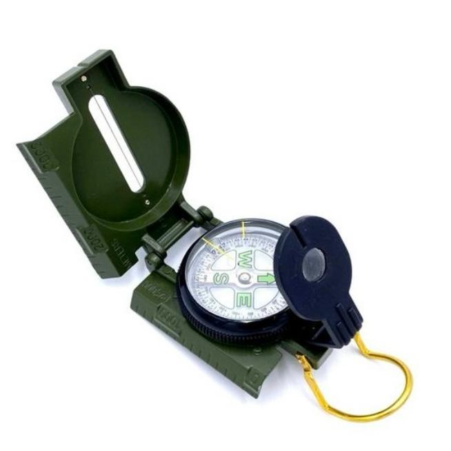 Kit complet pentru camping si drumetii format din Lopata, binoclu 30x60, spray paralizant 20 ml si  busola