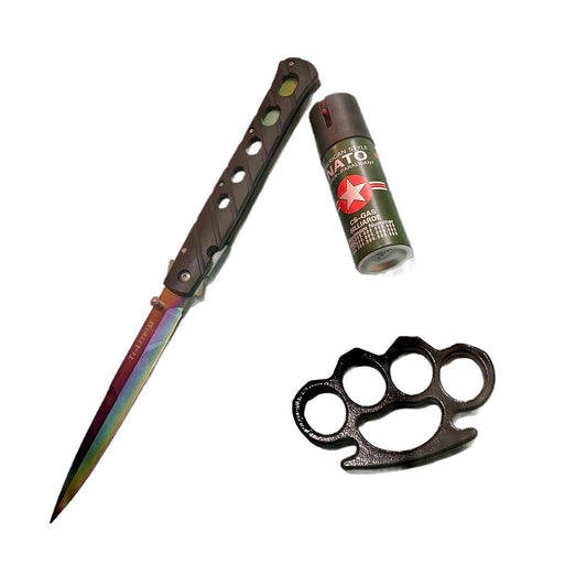 Set format din Cutit  Fade, spray paralizant 60 ml si pumnal tip box 1 cm