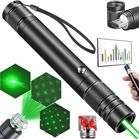Laser Pointer cu Unda Verde, 100 mw, 532 nm, raza actiune 10 km