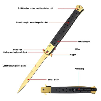 Kit Mydas Gold format din Baston Telescopic Profesional si Briceag Stiletto