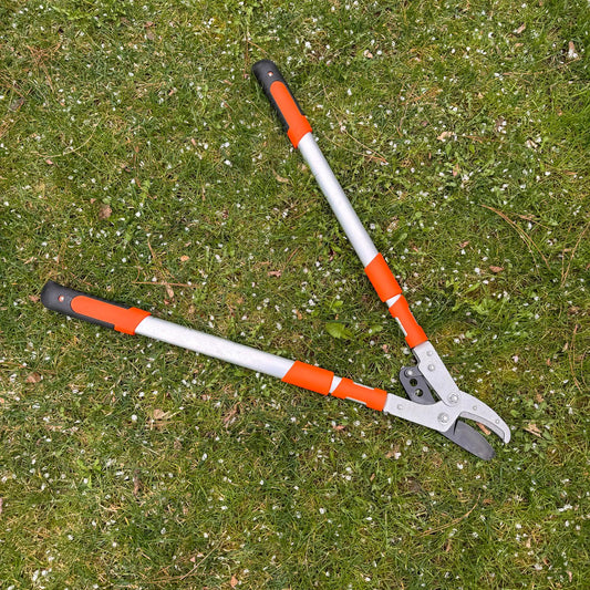 Foarfeca extensibila pentru taiat crengi groase, max 50 mm, 68-104cm, manere cauciuc, aluminiu, portocaliu