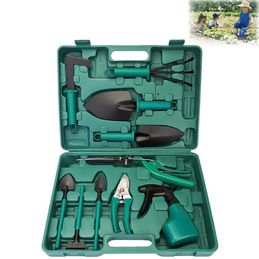 Set accesorii unelte pentru gradinarit, 10 piese, geanta transport, otel inoxidabil, calitate premium