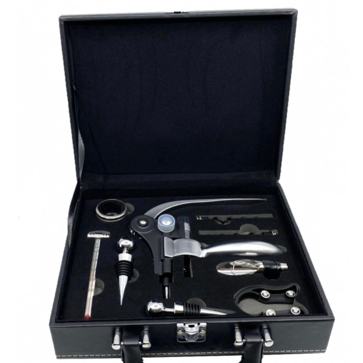 Classic Gentleman gift set, 9 bottle opening accessories, black