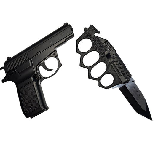 Set format din pistol bricheta si pumnal cu briceag incorporat