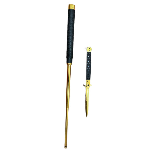 Kit Mydas Gold format din Baston Telescopic Profesional si Briceag Stiletto