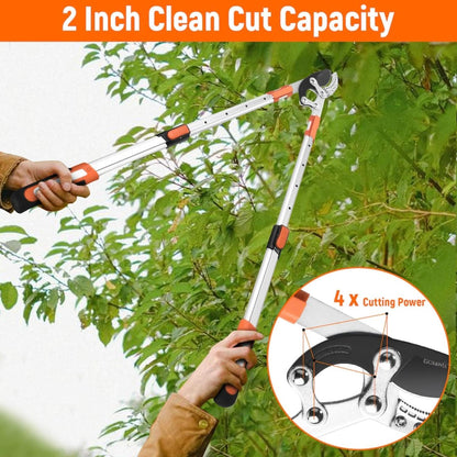 Foarfeca extensibila pentru taiat crengi groase, max 50 mm, 68-104cm, manere cauciuc, aluminiu, portocaliu