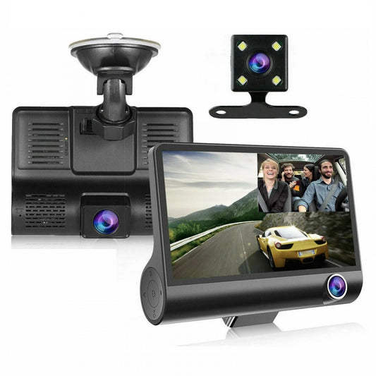 Camera Tripla Auto L300-1, Full HD 1080p, asistenta parcare, ecran 4'', G Senzor, 3 Camere – Fata, Spate, Interior